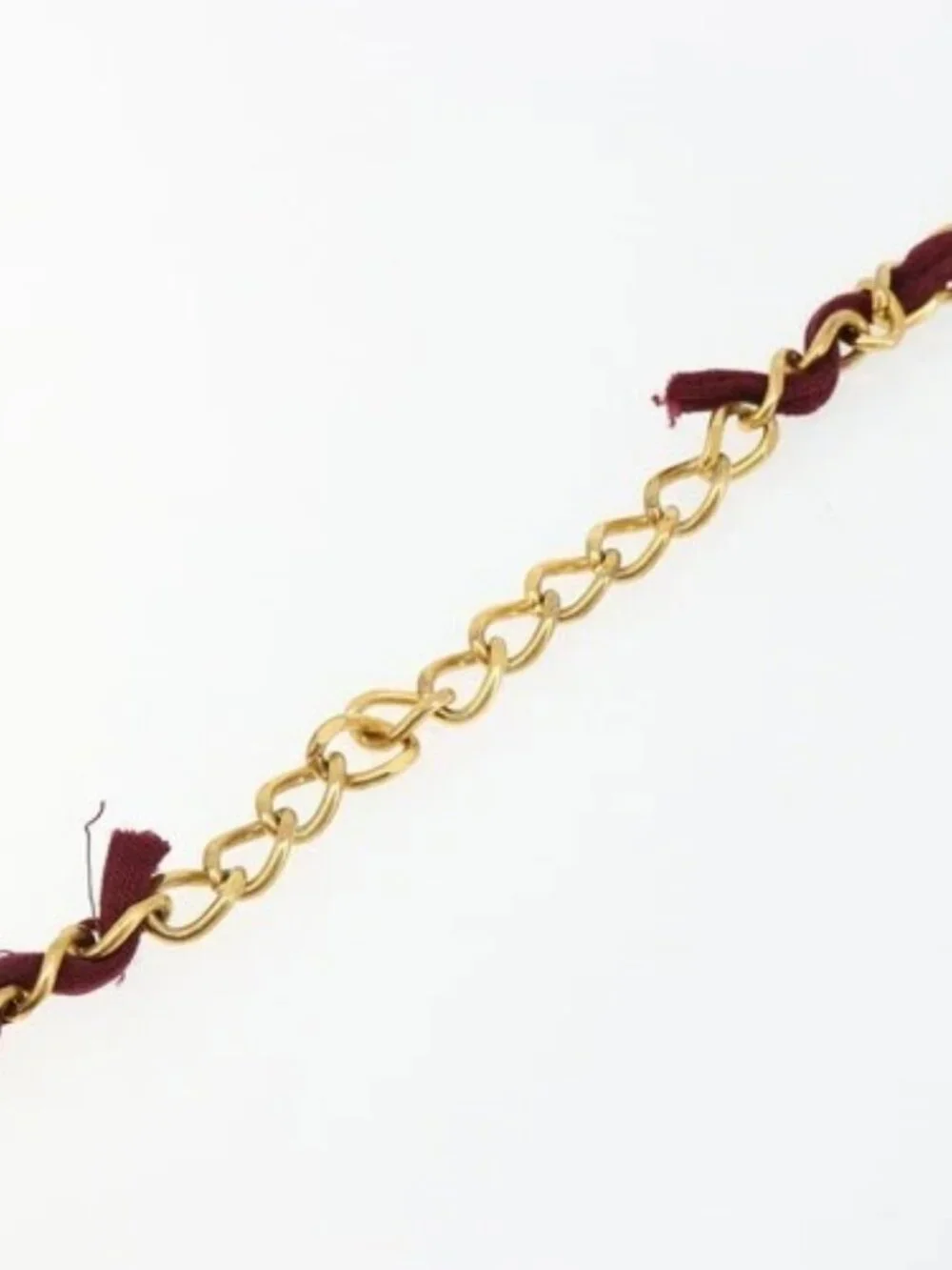 CHANEL Matelasse Chain Shoulder Bag Cotton Bordeaux Gold CC Auth 171294